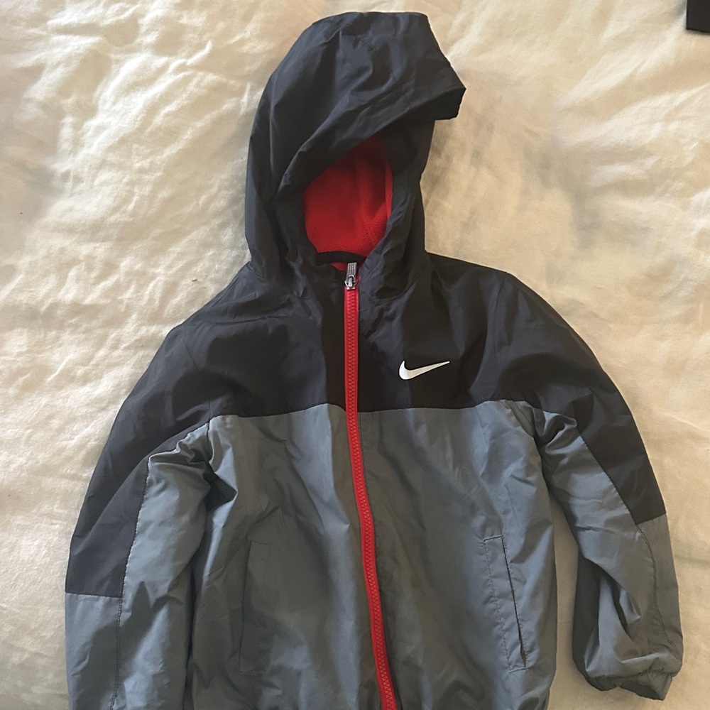 Nike Kids Black and Gray Raincoat with Red Accents never worn